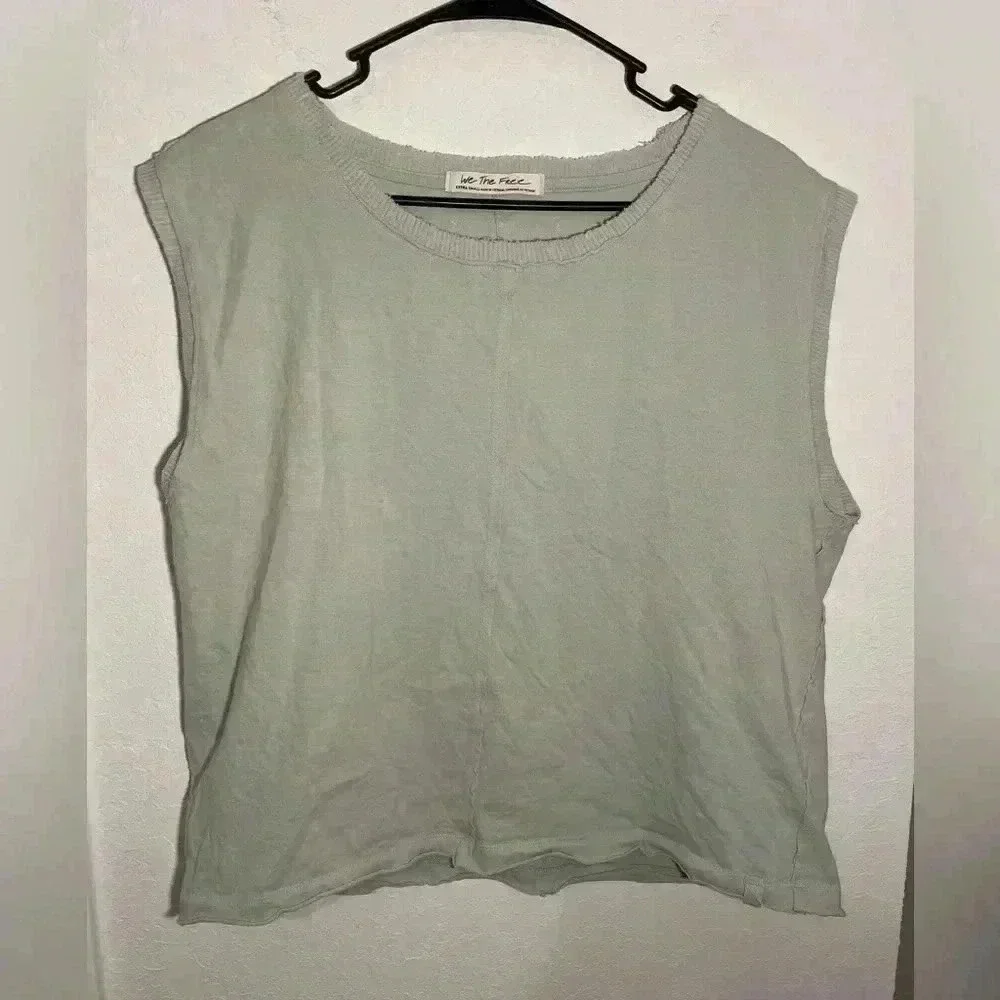 Free People Kasee Sleeveless Crewneck Muscle Tee Mint Soda Lime Size Extra Small